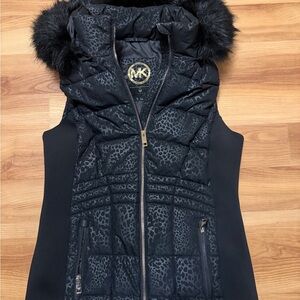 Michael Kors Black and Gold Leopard Vest